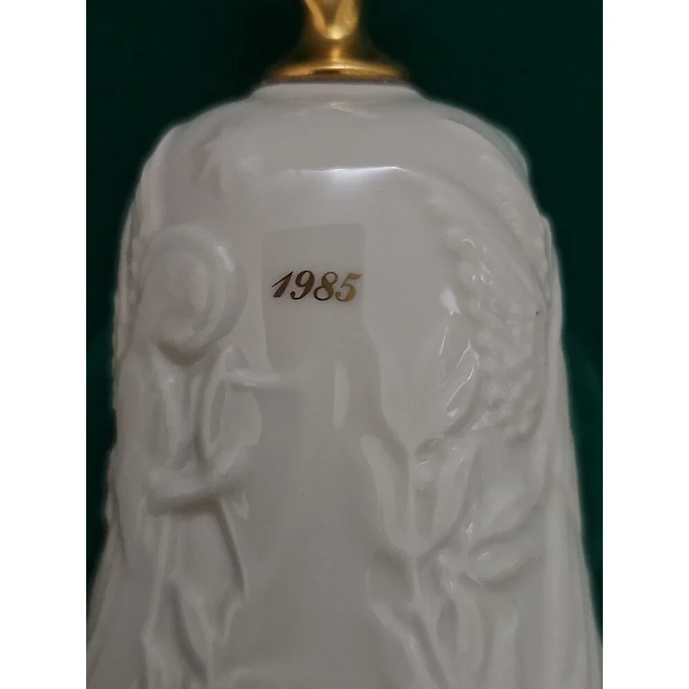 LENOX CHINA 1985 Christmas Ornament Bell 24 Karat Gold Trim 4”